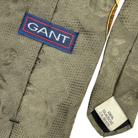 Gant Silk Tie Olive Green Equestrian Horse Racing Buckle Print - Picture 6 of 8